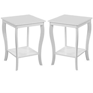 Home Square Furniture Square End Table in White Wood Finish - Set of 2