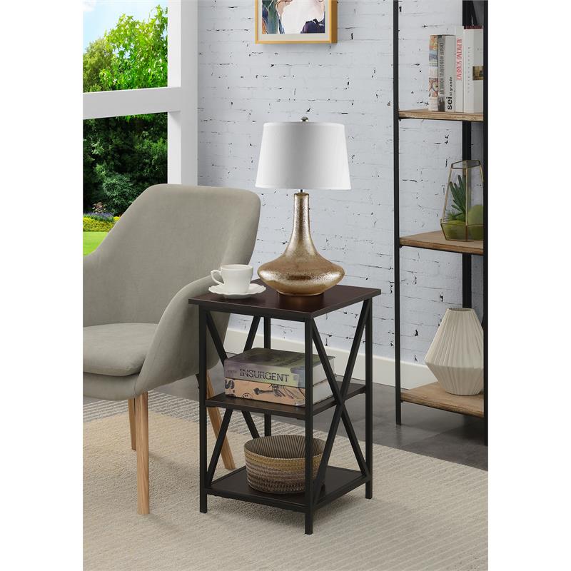 Home Square Tucson End Table with Shelves in Espresso Wood Finish - Set of 2