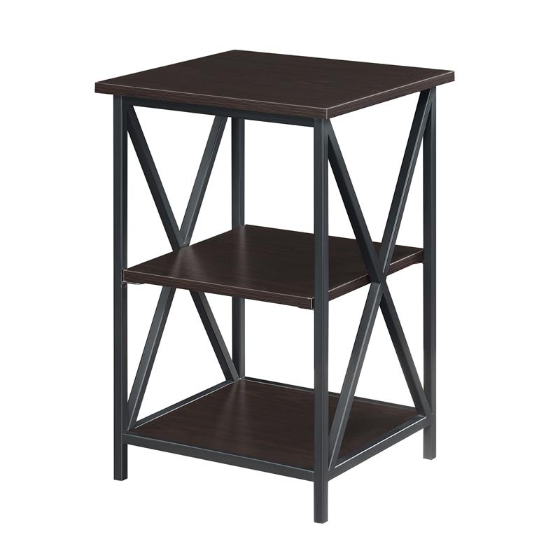 Home Square Tucson End Table with Shelves in Espresso Wood Finish - Set of 2