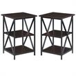 Home Square Tucson End Table with Shelves in Espresso Wood Finish - Set of 2