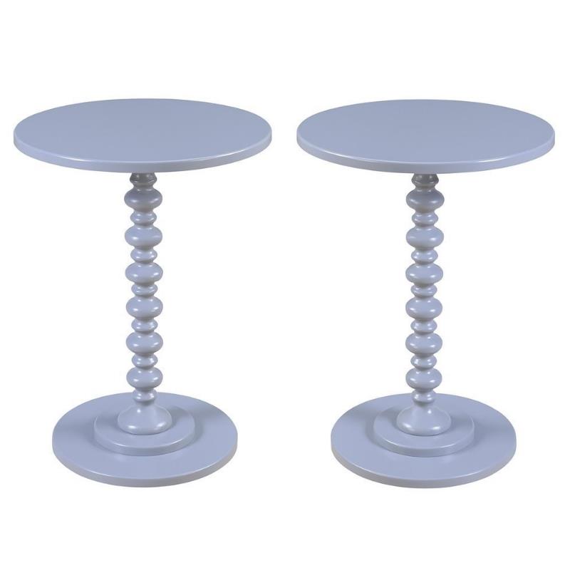 Home Square Palm Beach Spindle Table in Light Gray Wood Finish - Set of 2