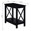 Home Square Chairside End Table with Shelf in Black Wood Finish - Set of 2