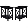 Home Square Chairside End Table with Shelf in Black Wood Finish - Set of 2