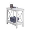 Home Square Chairside End Table with Shelf in White Wood Finish - Set of 2
