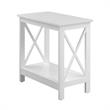 Home Square Chairside End Table with Shelf in White Wood Finish - Set of 2