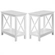 Home Square Chairside End Table with Shelf in White Wood Finish - Set of 2