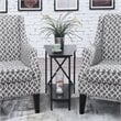 Home Square End Table in Black Wood Finish and Metal Frame - Set of 2