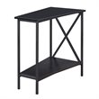 Home Square End Table in Black Wood Finish and Metal Frame - Set of 2