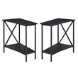Home Square End Table in Black Wood Finish and Metal Frame - Set of 2