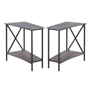 Home Square End Table in Weathered Gray and Black - Set of 2