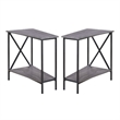 Home Square End Table in Weathered Gray and Black - Set of 2