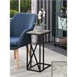 Home Square Tucson C End Table in Gray Wood Finish with X Metal Frame - Set of 2