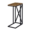 Home Square Tucson End Table in Nutmeg Wood Finish and X Metal Frame - Set of 2