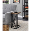 Home Square Tucson End Table in Nutmeg Wood Finish and X Metal Frame - Set of 2