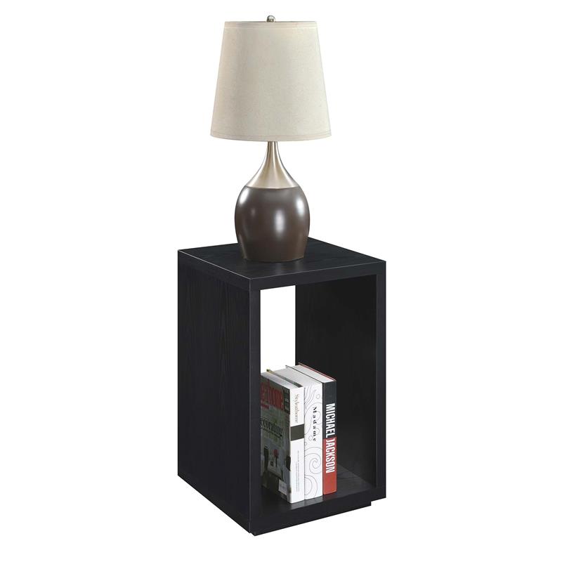 Home Square Northfield Admiral End Table with Shelf in Black Wood - Set of 2