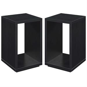home square northfield admiral end table with shelf in black wood - set of 2