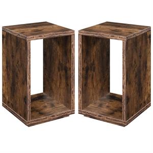 home square northfield admiral end table with shelf in nutmeg wood - set of 2