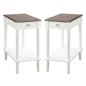 home square 1-drawer end table in driftwood and white wood finish - set of 2