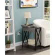 Home Square Top End Table with Charging Station & Shelf in Gray - Set of 2