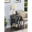 Home Square Top End Table with Charging Station & Shelf in Gray - Set of 2