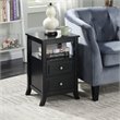 Home Square Melbourne 2-Drawer End Table in Black Wood Finish - Set of 2