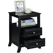Home Square Melbourne 2-Drawer End Table in Black Wood Finish - Set of 2