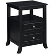 Home Square Melbourne 2-Drawer End Table in Black Wood Finish - Set of 2