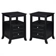 Home Square Melbourne 2-Drawer End Table in Black Wood Finish - Set of 2