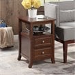 Home Square Melbourne 2-Drawer End Table in Espresso Wood Finish - Set of 2