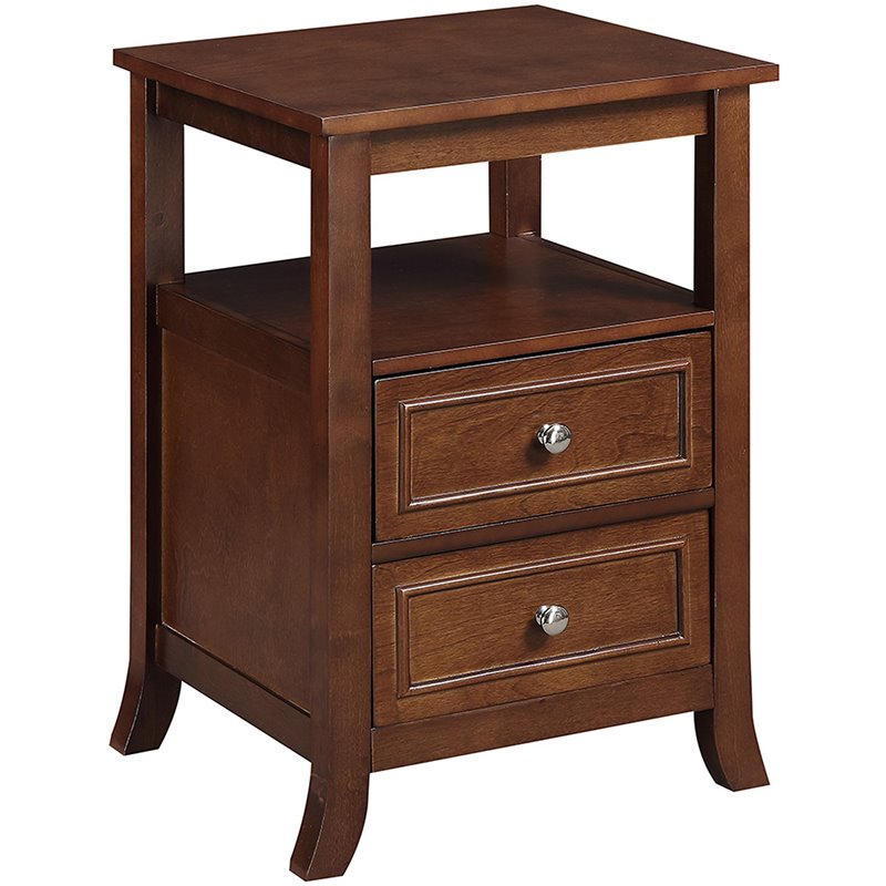 Home Square Melbourne 2-Drawer End Table in Espresso Wood Finish - Set of 2