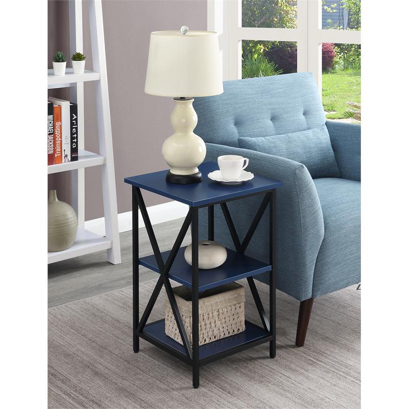 Home Square Tucson End Table with Shelves in Cobalt Blue Wood Finish - Set of 2