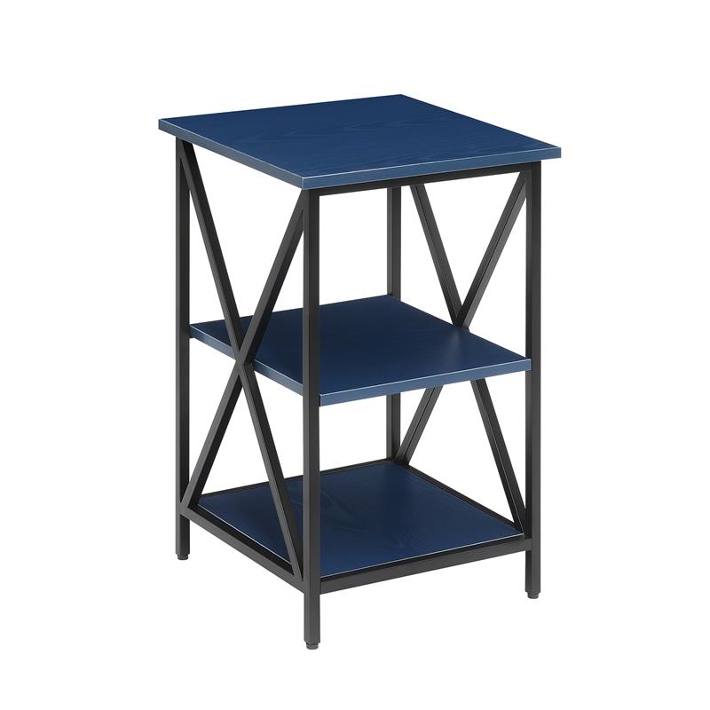 Home Square Tucson End Table with Shelves in Cobalt Blue Wood Finish - Set of 2