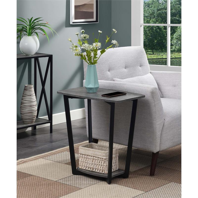 Home Square Graystone End Table with Shelf in Gray Wood Finish - Set of 2