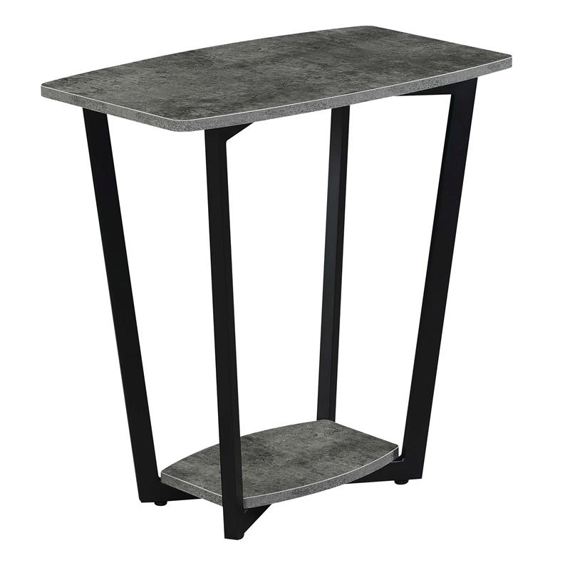 Home Square Graystone End Table with Shelf in Gray Wood Finish - Set of 2