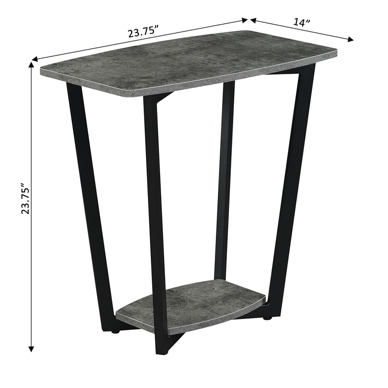 Home Square Graystone End Table with Shelf in Gray Wood Finish - Set of 2