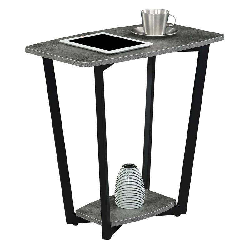 Home Square Graystone End Table with Shelf in Gray Wood Finish - Set of 2
