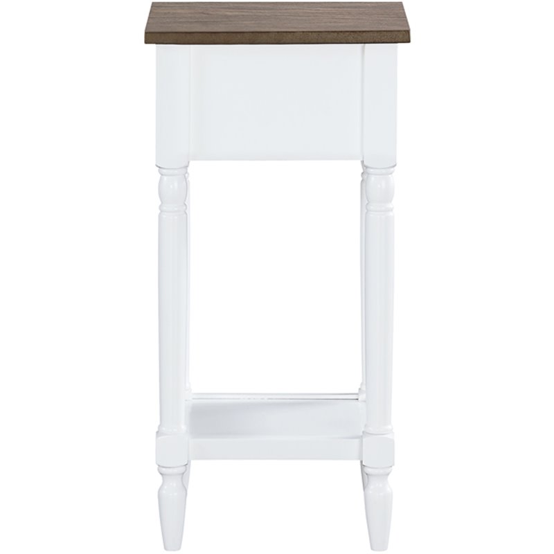 Home Square One-Drawer Accent End Table in White Wood Finish - Set of 2