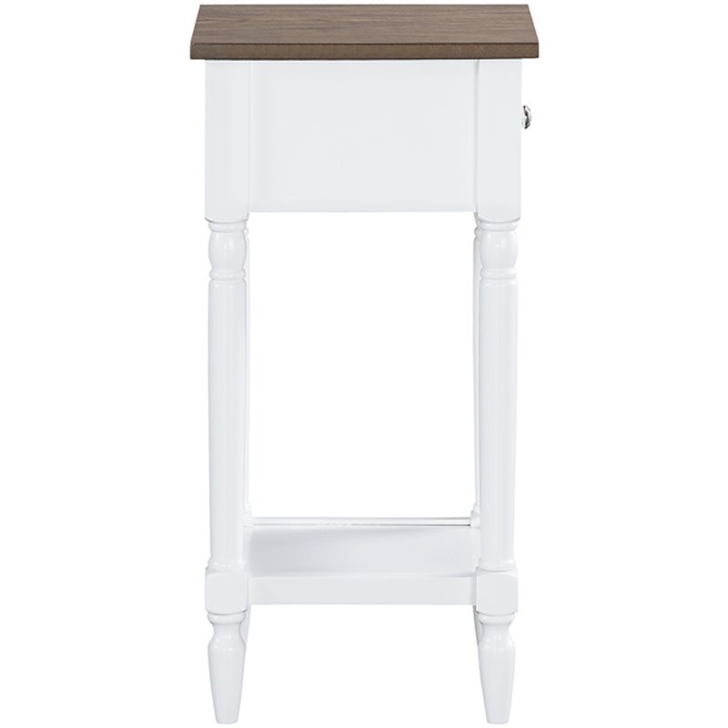 Home Square One-Drawer Accent End Table in White Wood Finish - Set of 2