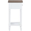 Home Square One-Drawer Accent End Table in White Wood Finish - Set of 2