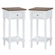 Home Square One-Drawer Accent End Table in White Wood Finish - Set of 2