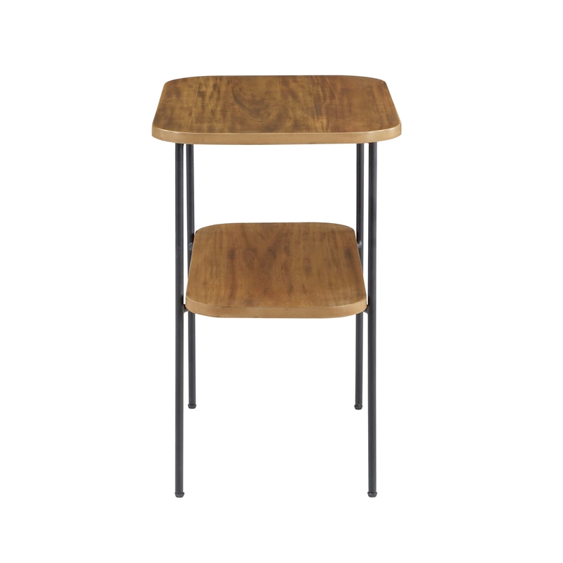 Home Square Lunar Chairside End Table with Shelf in Brown Wood Finish - Set of 2