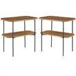 Home Square Lunar Chairside End Table with Shelf in Brown Wood Finish - Set of 2