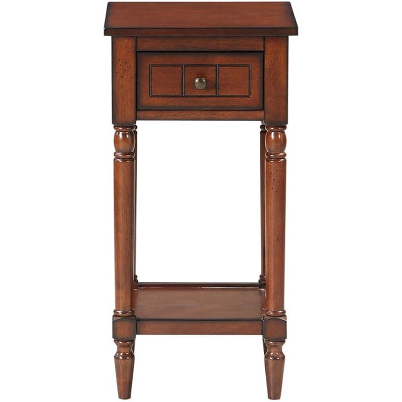 Home Square One-Drawer Accent End Table in Mahogany Wood Finish - Set of 2