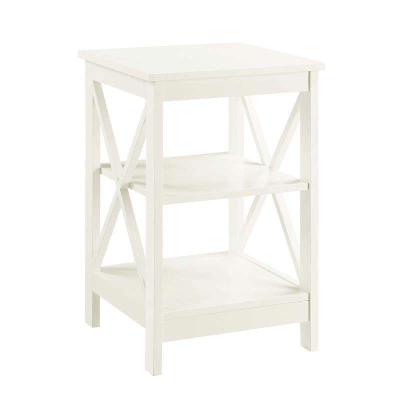 Home Square End Table with Shelves in Ivory Wood Finish - Set of 2