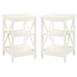 Home Square End Table with Shelves in Ivory Wood Finish - Set of 2