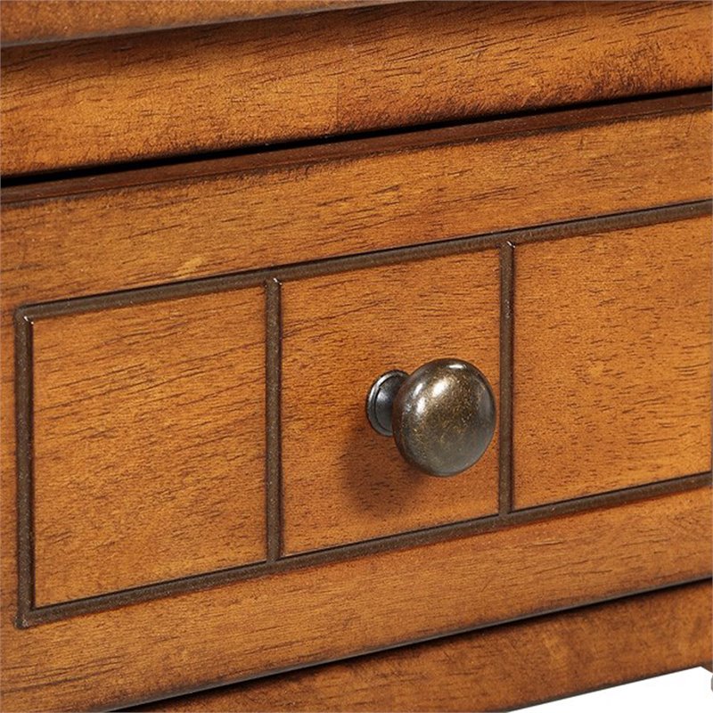 Home Square One-Drawer Accent End Table in Walnut Wood Finish - Set of 2