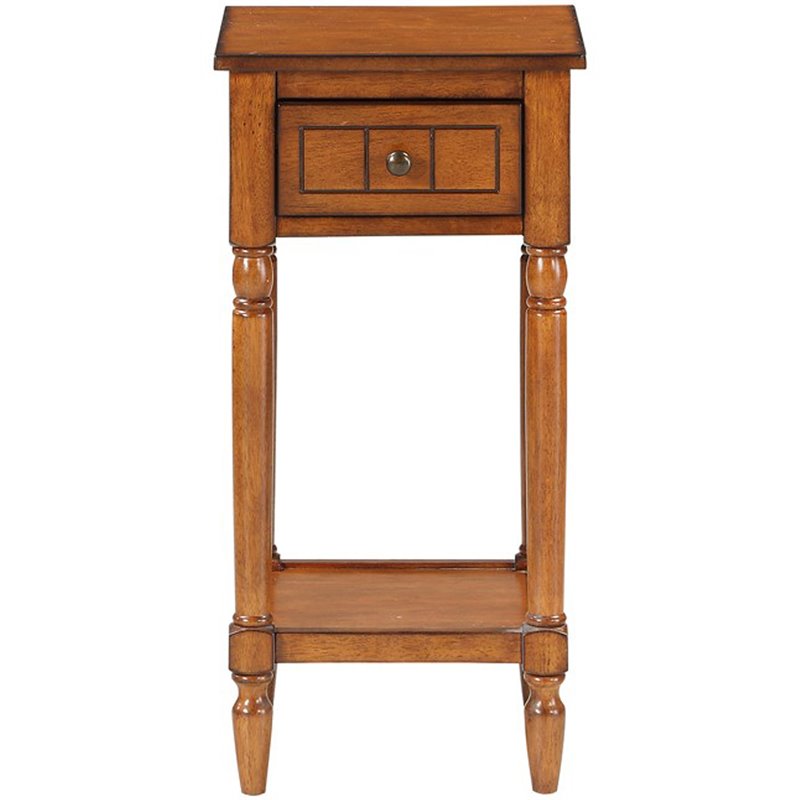 Home Square One-Drawer Accent End Table in Walnut Wood Finish - Set of 2