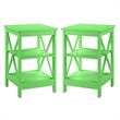 Home Square End Table with Shelves in Lime Green Finish - Set of 2