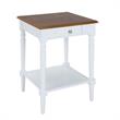 Home Square 1-Drawer End Table with Shelf in White Wood Finish - Set of 2