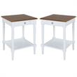 Home Square 1-Drawer End Table with Shelf in White Wood Finish - Set of 2